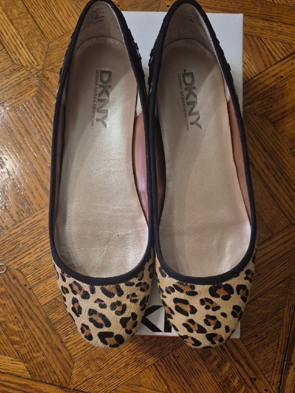 DKNY Leopard-Print Ballet Flats in Tan and Black